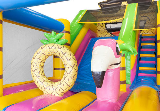 Buy inflatable bouncy castle with big slide in hawaii theme for children