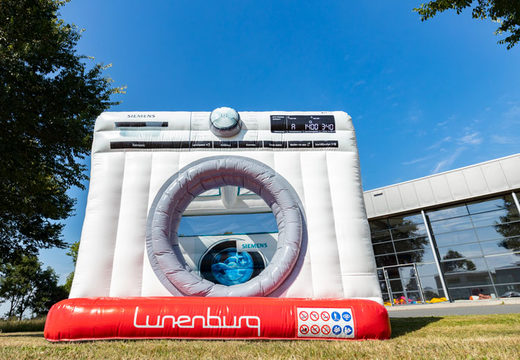 Custom-made bouncy castle in the shape of a washing machine from siemens made on request