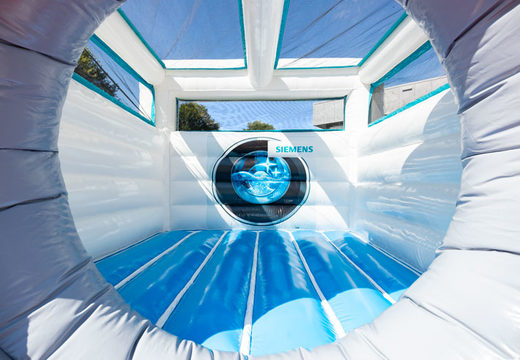 Custom made bouncy castle in the shape of a washing machine from Siemens as an advertising medium