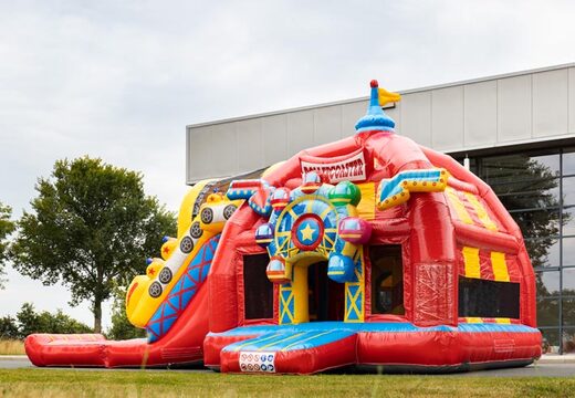 Buy Multiplay super inflatable bouncy castle with slide in roller coaster theme red for children