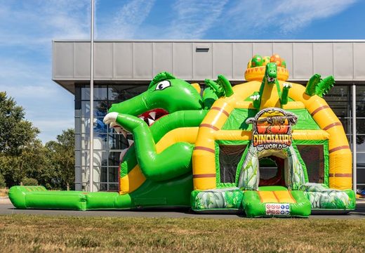 Order inflatable multiplay super bouncy castle with slide in dino theme for children