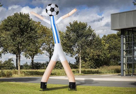 Order the 6m skyman with 2 legs and 3d ball in blue and white online now at JB Inflatables UK. Fast delivery for all standard inflatable skydancers