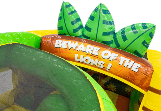 Buy inflatable bouncy castle in the theme Lion with prints that match the theme for children. Order bouncy castles online at JB Inflatables UK