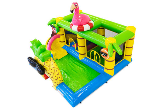 Buy Inflatable Flamingo bouncy castle with prints for children. Order bouncy castles online at JB Inflatables UK