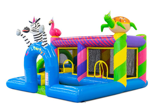 Buy inflatable bouncy castle in Party theme for children. Order inflatables online at JB Inflatables UK