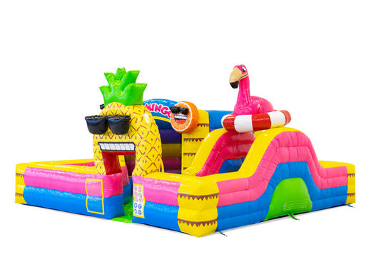 Buy inflatable bouncy castle in Flamingo theme for children. Order inflatables online at JB Inflatables UK