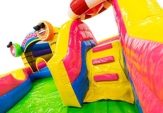 Flamingo themed bouncy castle for children. Buy inflatables online at JB Inflatables UK