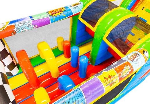 13 meter long Comic inflatable obstacle course for children. Buy inflatable obstacle courses now online at JB Inflatables UK