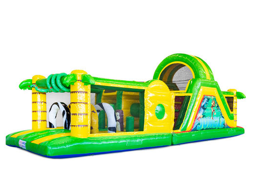 Buy 13 meters bouncy castle in theme Jungle for kids. Order inflatables with obstacle courses now online at JB Inflatables UK