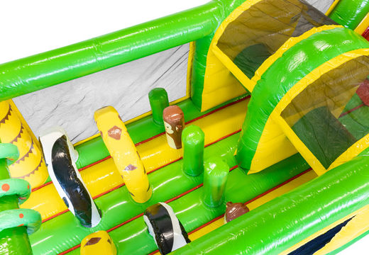 Buy 13 meters inflatable obstacle course in theme Jungle for kids. Order inflatable obstacle courses now online at JB Inflatables UK