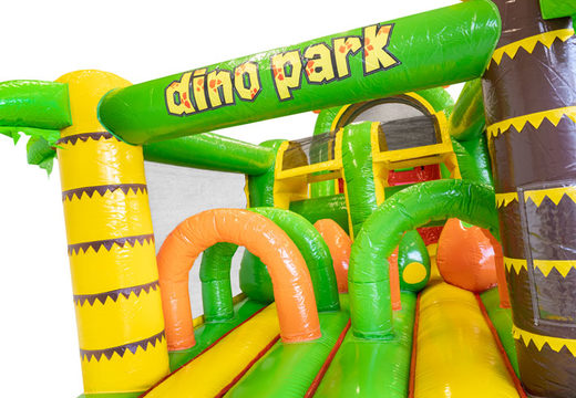 13 meter long Dino inflatable obstacle course for children. Buy inflatable obstacle courses now online at JB Inflatables UK
