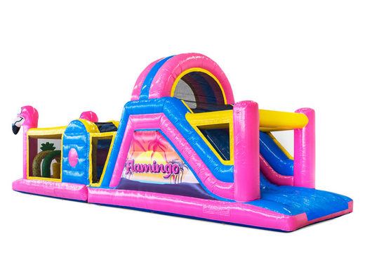 Order obstacle course in theme Flamingo for kids. Buy inflatable obstacle courses now online at JB Inflatables UK