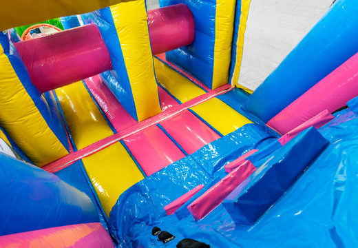Order 13 meter long Flamingo inflatable obstacle course for children. Buy inflatable obstacle courses now online at JB Inflatables UK