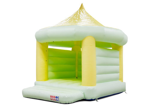 Order standard carousel bouncy castle inpastel colors yellow green for children. Buy bouncy castles online at JB Inflatables UK
