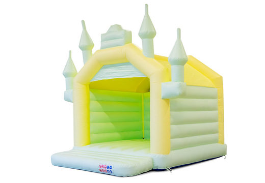 Buy A Frame bouncy castle in pastel colors yellow green for children. Order inflatables online at JB Inflatables UK