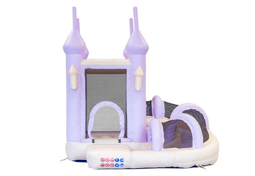 Order bouncer bouncy castle with slide in pastel colors purple mint for children. Buy bouncy castles online at JB Inflatables UK