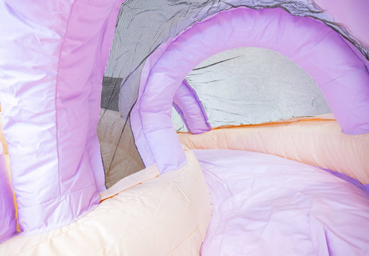Buy Bouncer with slide in pastel colors purple mint for kids. Indoor inflatables for sale online at JB Inflatables UK