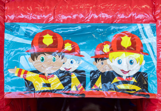 Order an inflatable Multiplay Super bouncy castle in the Fire Brigade theme with a slide and a splash pool. Buy inflatables online at JB Inflatables UK