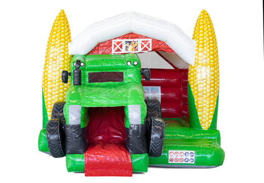 Order small indoor inflatable Slide Combo bouncy castle in theme Tractor for children. Buy inflatable bouncers now at JB Inflatables UK