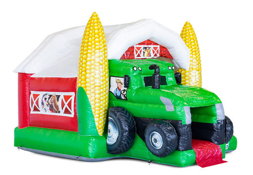Inflatable Slide Combo bouncy castle in Tractor theme for sale at JB Inflatables. Order inflatable bouncers at JB Inflatables UK