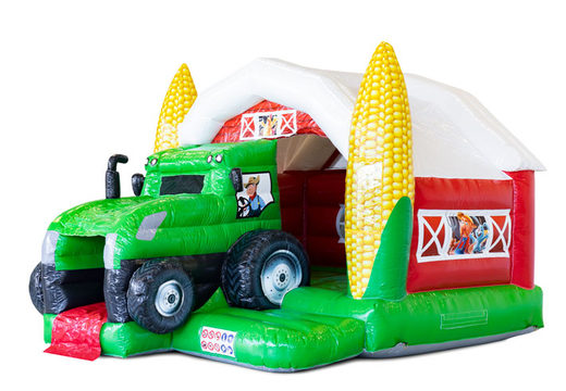 Buy small indoor inflatable Slide Combo bouncy castle in theme Tractor for children. Order now inflatable bouncy castles at JB Inflatables UK