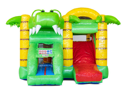 Order covered inflatable Mini Multiplay bouncy castle with slide in Crocodil theme for children. Buy inflatable bouncers now at JB Inflatables UK