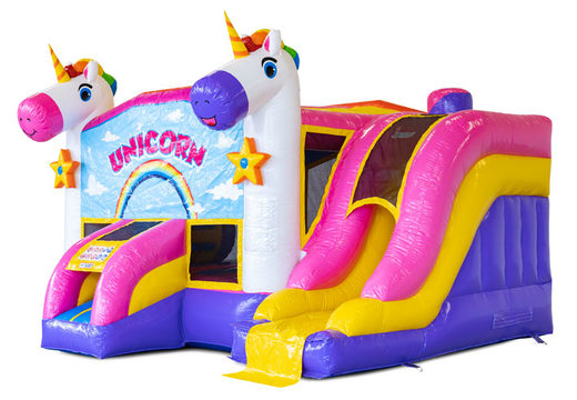 Buy Inflatable Slide Park Combo Unicorn bouncy castle for kids. Order now inflatable bouncy castles with slide at JB Inflatables UK