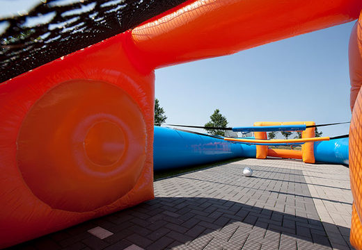 Order blue orange inflatable table football with unique boarding sliding system for kids. Buy inflatable table football now online at JB Inflatables Netherlands