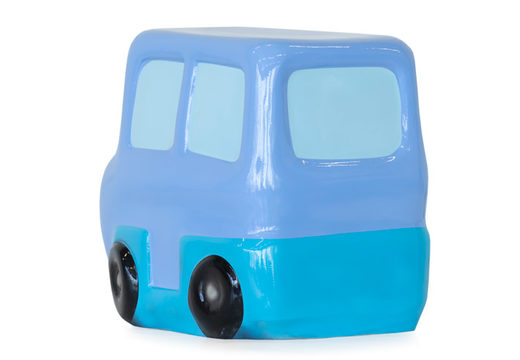 Blue stool to sit on for children in the shape of a car