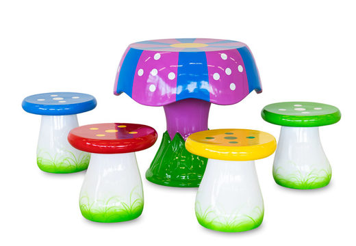 Mushroom-shaped children's furniture to sit and play on. Order from JB Inflatables