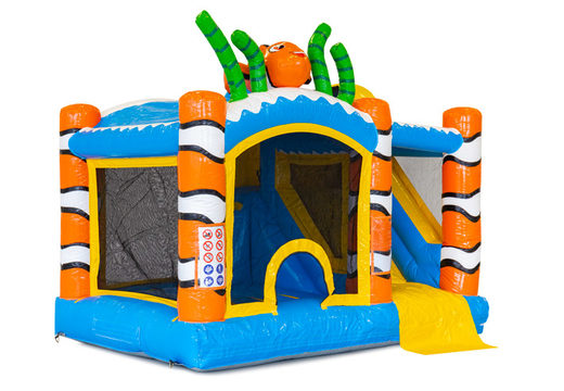 Orange, blue and yellow on bouncy castle with happy fish for sale