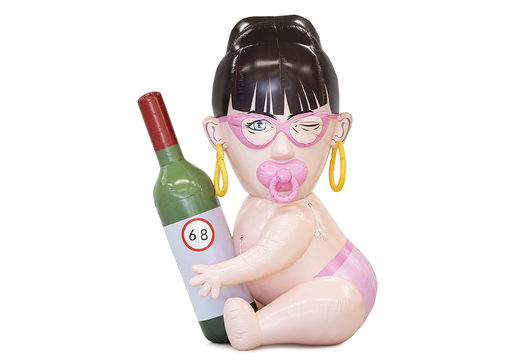 Buy inflatable Sarah as a baby with wine bottle online