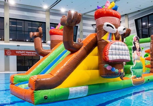 Slide of inflatable obstacle course in Hawaii theme