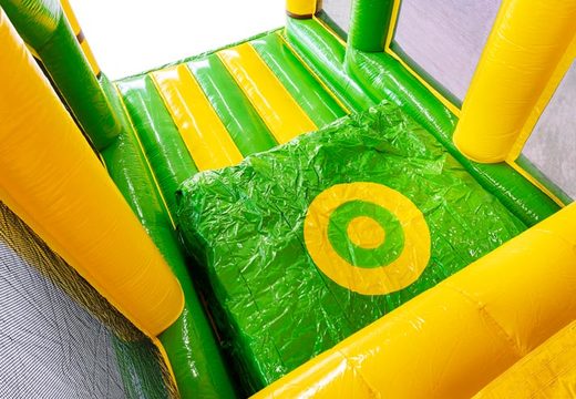 Green inflatable jumping cushion modular obstacle course