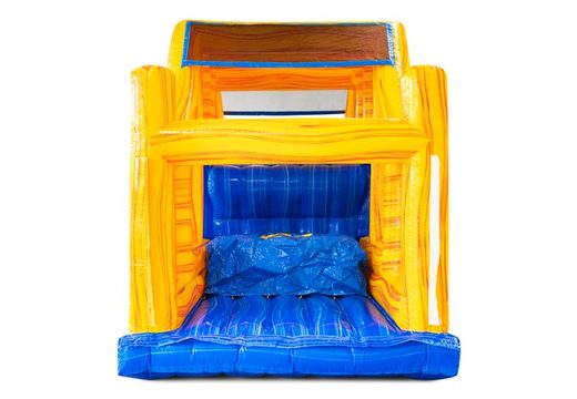 Inflatable modular obstacle course in yellow-blue marble theme