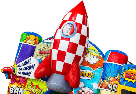 Rocket with little face on multiplay comic JB Inflatables