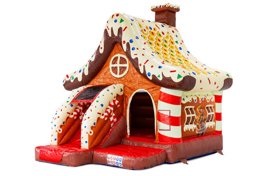 Inflatable gingerbread house theme bounce house slide combo for sale at JB in Meppel