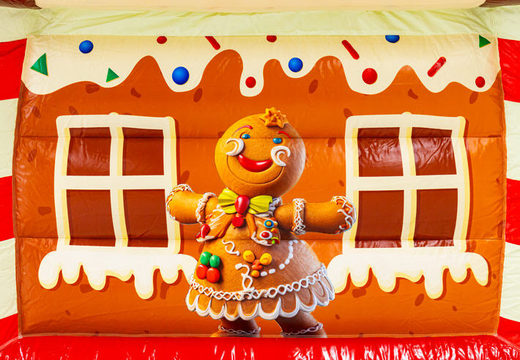 Illustration of Gingerbread character on inflatable Slide Combo, order at JB Meppel