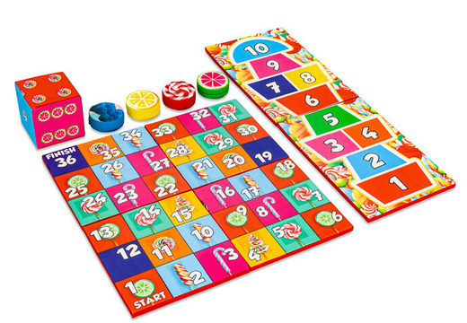 Colorful game set front of Softplay in Candy theme