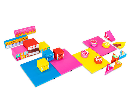 Large Softplay set in Candy theme with colorful blocks to play with