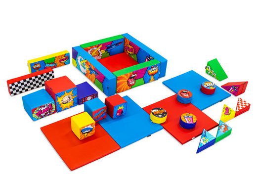 Softplay set XL Comic theme colorful blocks to play with