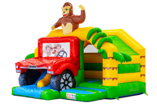 Slide combo Doubleslide inflatable castle with two slides in Safari Gorilla theme