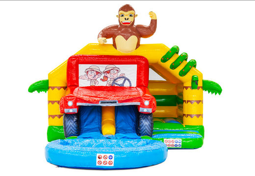 Buy the Slide Combo Double Slide Inflatable Castle in Safari Gorilla Theme at JB
