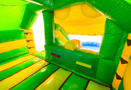 Inside of the inflatable Double Slide Combo, yellow and green