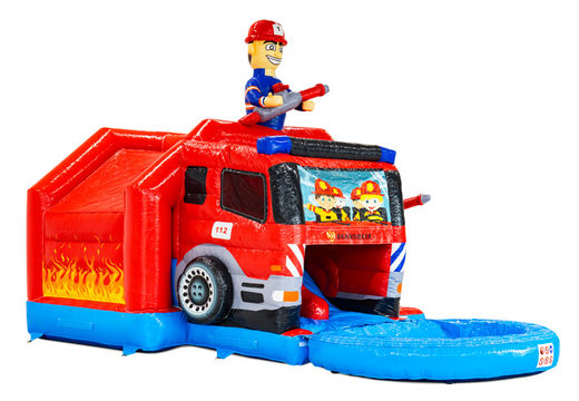 Buy the Fire Brigade-themed double-slide inflatable castle Slide Combo at JB