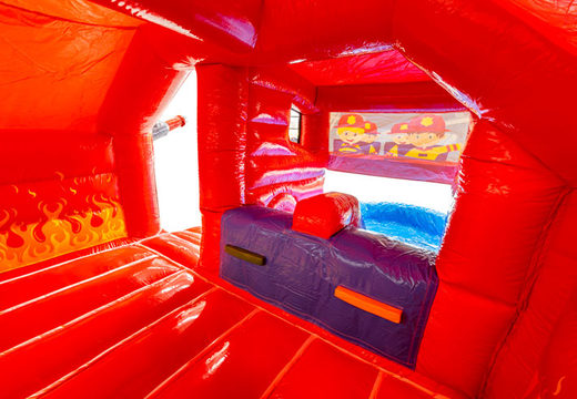Inside of the inflatable castle Dubbelslide Slide Combo, blue, red, orange
