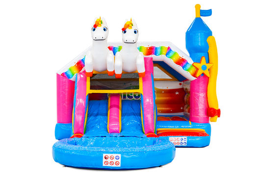 Double Slide Combo Inflatable Castle with Unicorn Theme