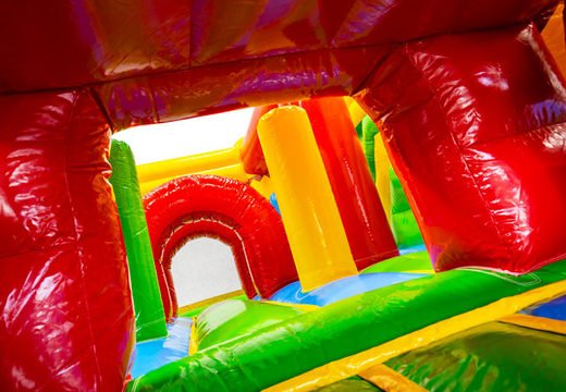 Inside of inflatable castle Dubbelslide Multiplay Green red yellow