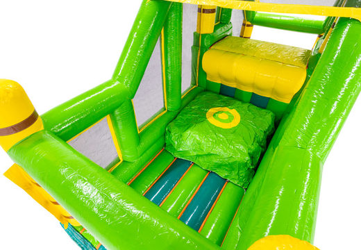 Green inflatable jumping pillow modular obstacle course