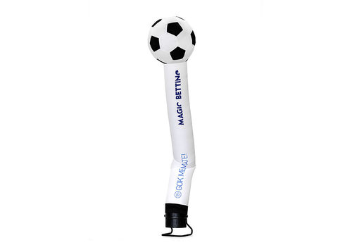 Bestel maatwerk magic betting voetbal 3D skytube in wit met logo en korte tekst bij JB Inflatables Nederland. Vraag nu gratis ontwerp aan voor opblaasbare air dancer in eigen huisstijl